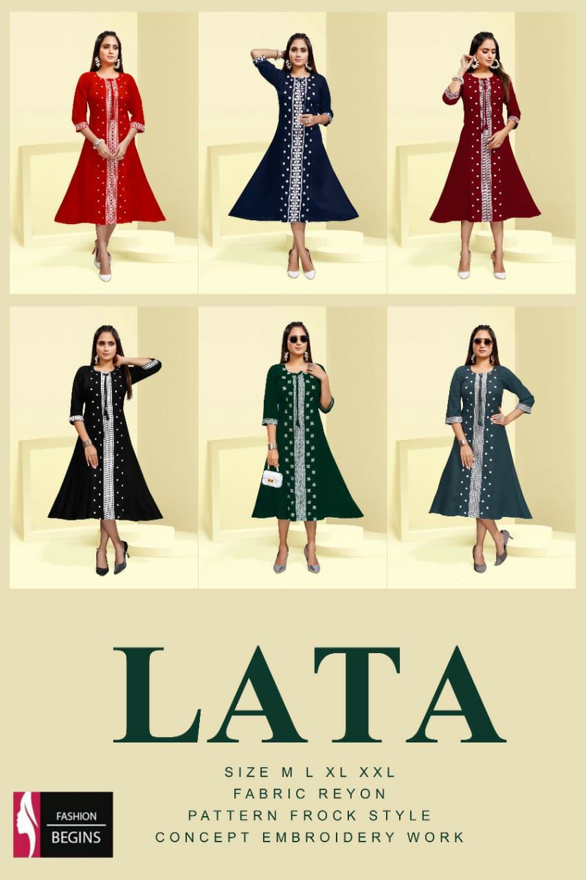 Lata Fashion begins Fancy Ethnic Wear Rayon Designer Kurti Collection